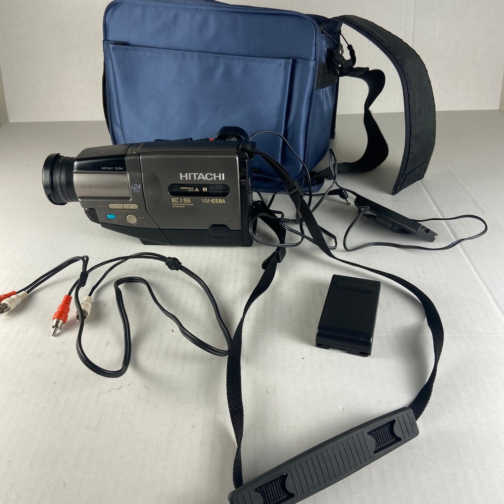 Hitachi VM E58A EIS Electronic Image Stabilizer Camcorder with Case FOR PARTS